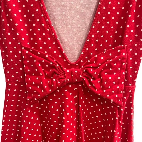 Forever 21 - Red Polka Dot Mini Dress with Bow Tie Back - Size S - Picture 4 of 5